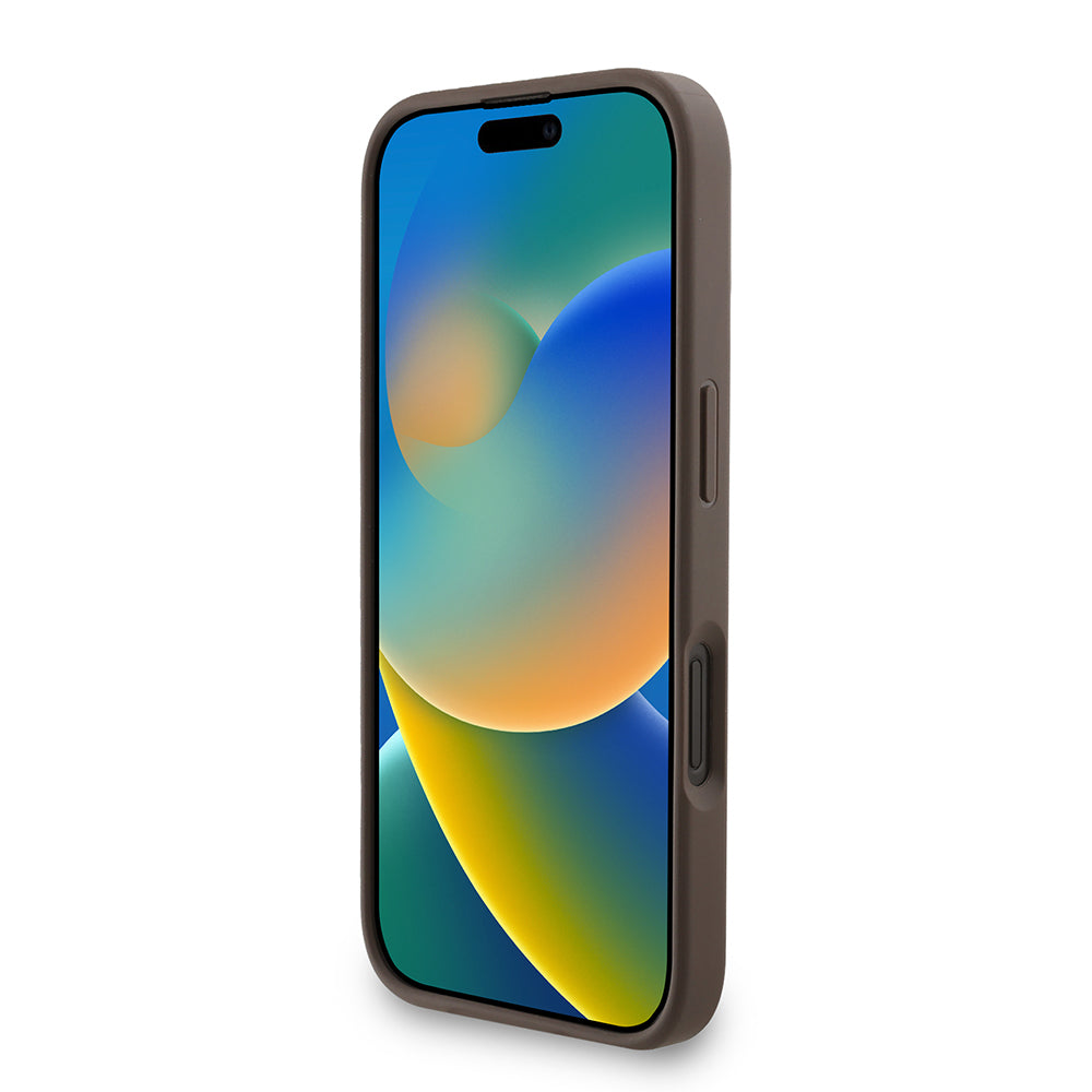 Apple iPhone 16 Plus Kılıf Guess Orjinal Lisanslı PU Deri Bilek Askı İpli Metal Büyük 4G ve Yazı Logolu Kapak Siyah