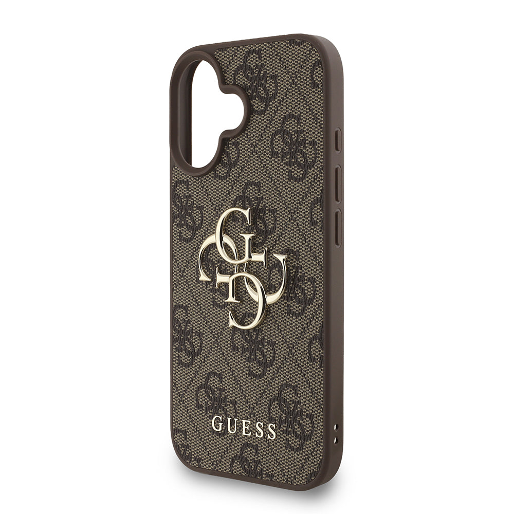 Apple iPhone 16 Plus Kılıf Guess Orjinal Lisanslı PU Deri Bilek Askı İpli Metal Büyük 4G ve Yazı Logolu Kapak Pembe