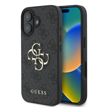 Apple iPhone 16 Plus Case Guess Original Licensed PU Leather 4G Patterned Metal Large 4G and Text Logo Cover Pink