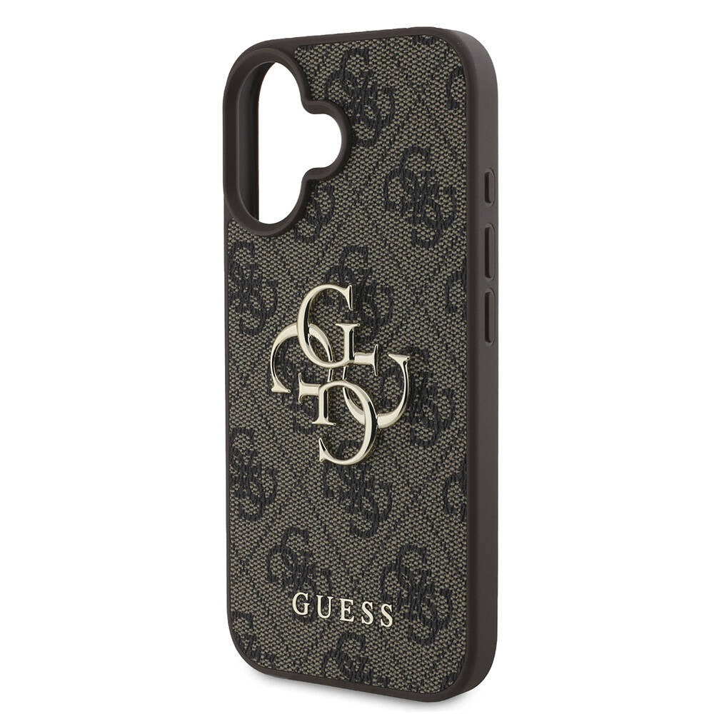 Apple iPhone 16 Plus Case Guess Original Licensed PU Leather 4G Patterned Metal Large 4G and Text Logo Cover Pink