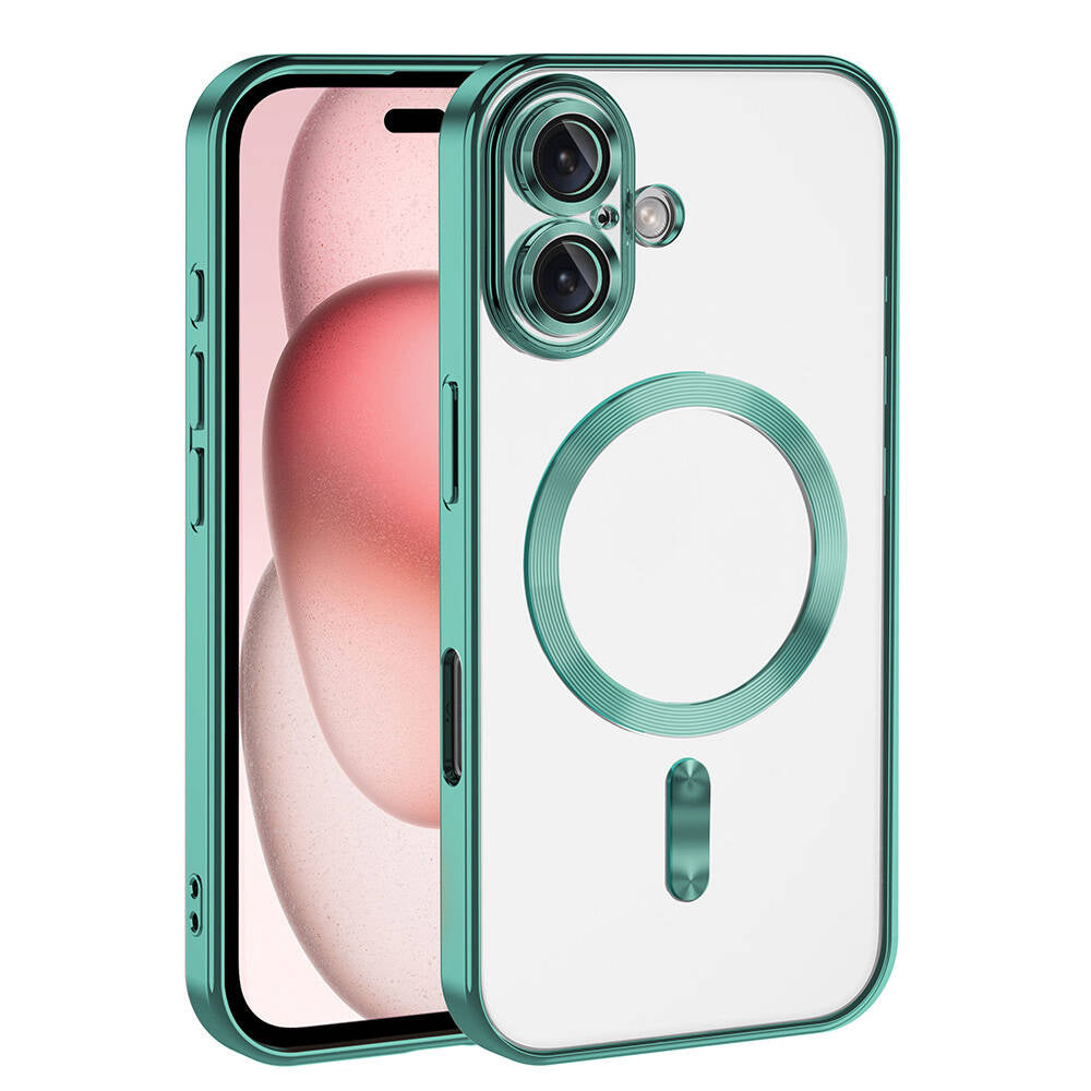 Apple iPhone 16 Plus Case Camera Protection M-Safe Wireless Charging Feature Zore Demre Cover Green 