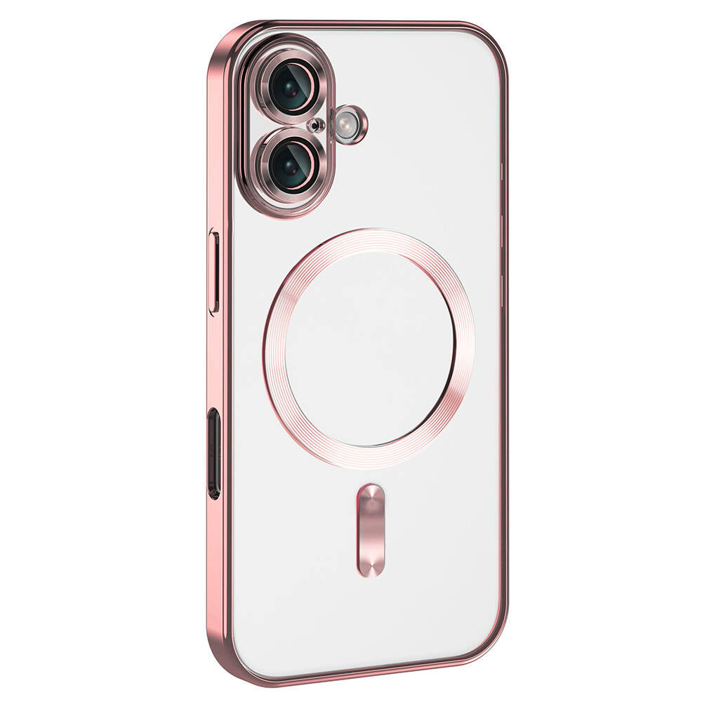 Apple iPhone 16 Plus Case Camera Protection M-safe Wireless Charging Feature Zore Demre Cover Titanium 