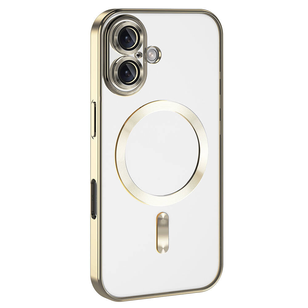 Apple iPhone 16 Plus Case Camera Protection M-Safe Wireless Charging Feature Zore Demre Cover Silver 