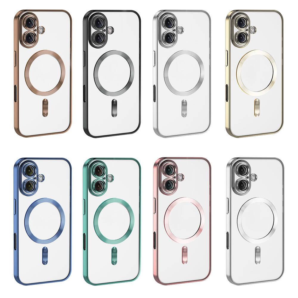 Apple iPhone 16 Plus Case Camera Protection M-Safe Wireless Charging Feature Zore Demre Cover Rose Gold 