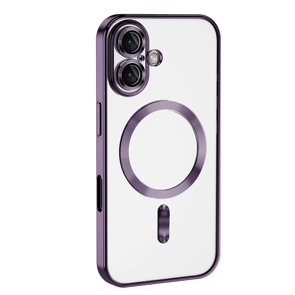 Apple iPhone 16 Plus Case Camera Protection M-safe Wireless Charging Feature Zore Demre Cover Titanium 