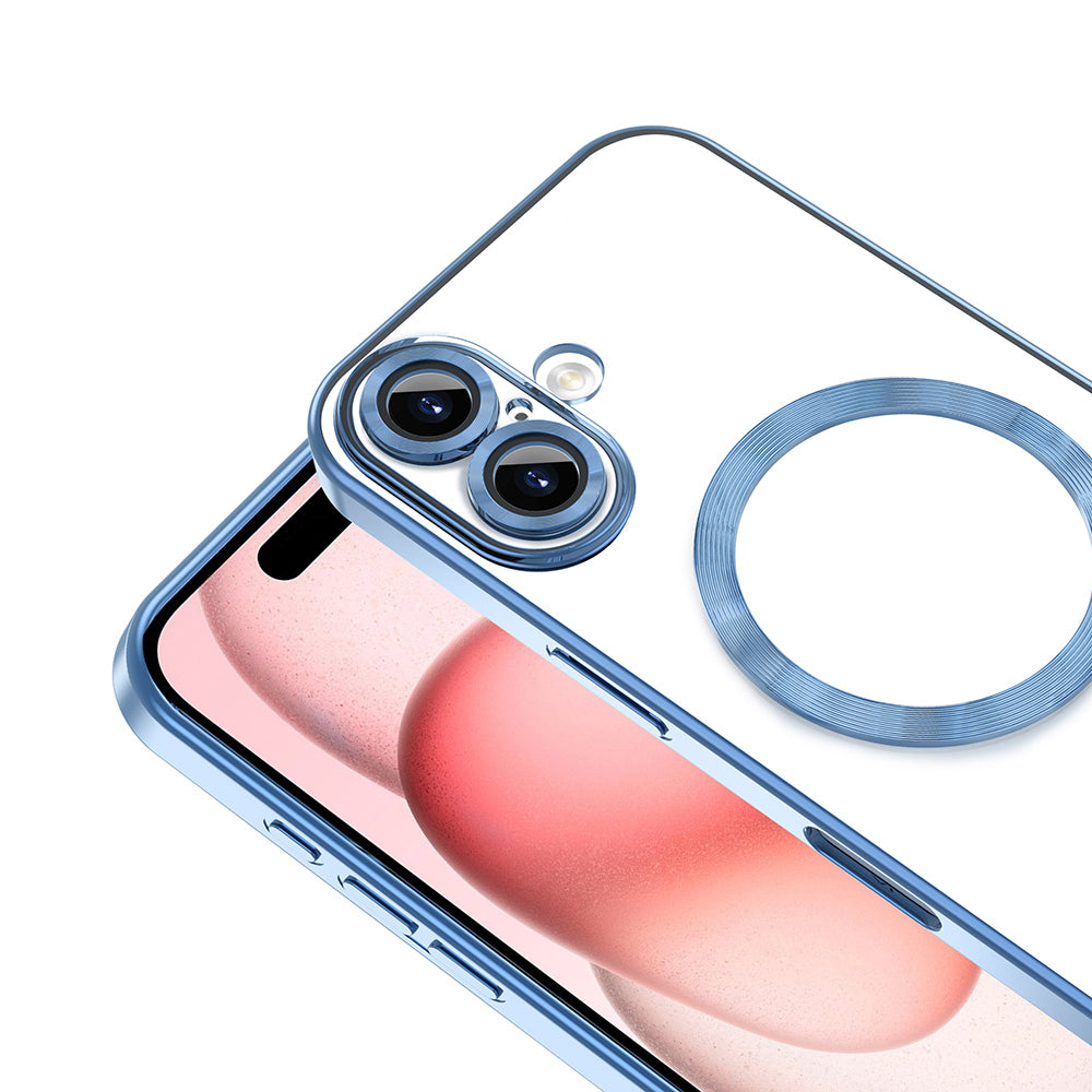 Apple iPhone 16 Plus Case Camera Protection M-Safe Wireless Charging Feature Zore Demre Cover Silver 