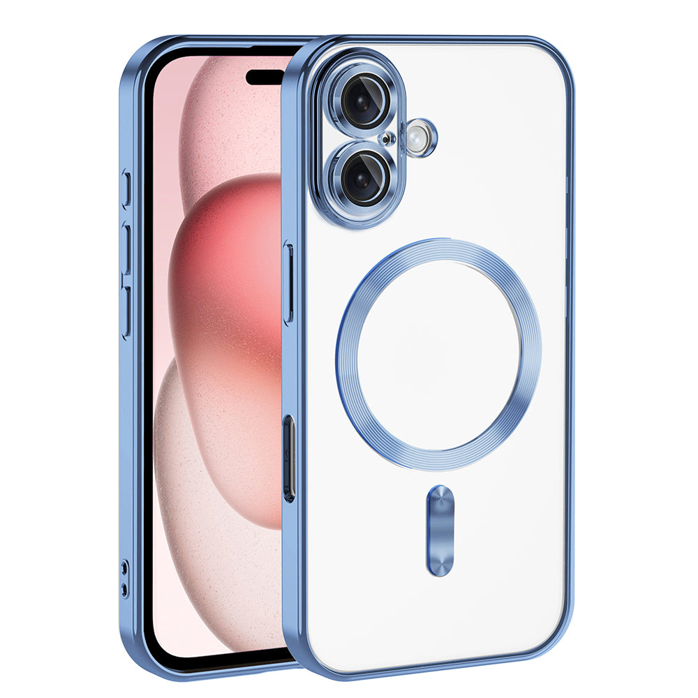 Apple iPhone 16 Plus Case Camera Protection M-Safe Wireless Charging Feature Zore Demre Cover Sierra Blue 