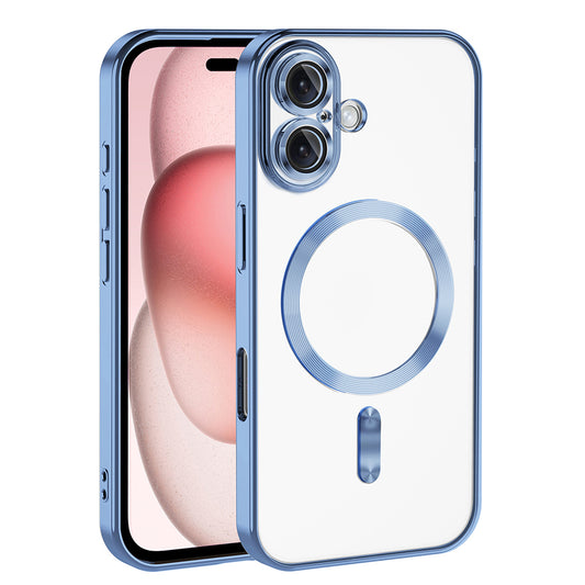 Apple iPhone 16 Plus Case Camera Protection M-Safe Wireless Charging Feature Zore Demre Cover Sierra Blue 