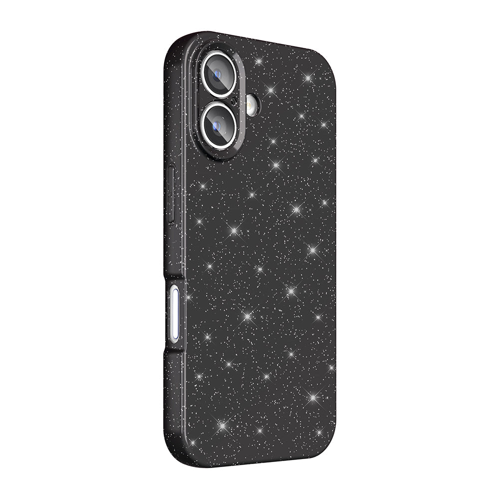 Apple iPhone 16 Plus Case Camera Protection Glitter Luxury Zore Cotton Cover Black 