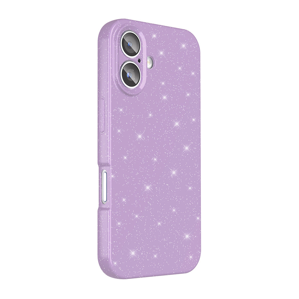 Apple iPhone 16 Plus Case Camera Protection Glitter Luxury Zore Cotton Cover Lilac 