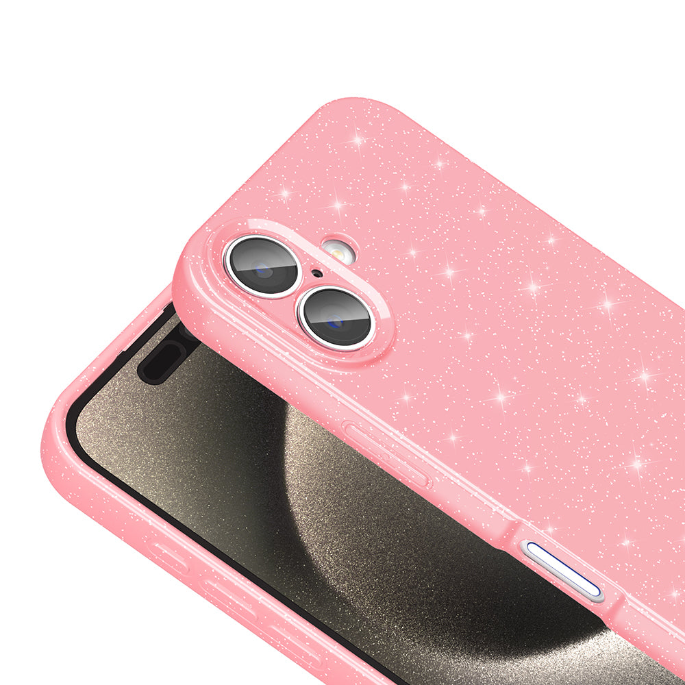 Apple iPhone 16 Plus Case Camera Protection Glitter Luxury Zore Cotton Cover Lilac 