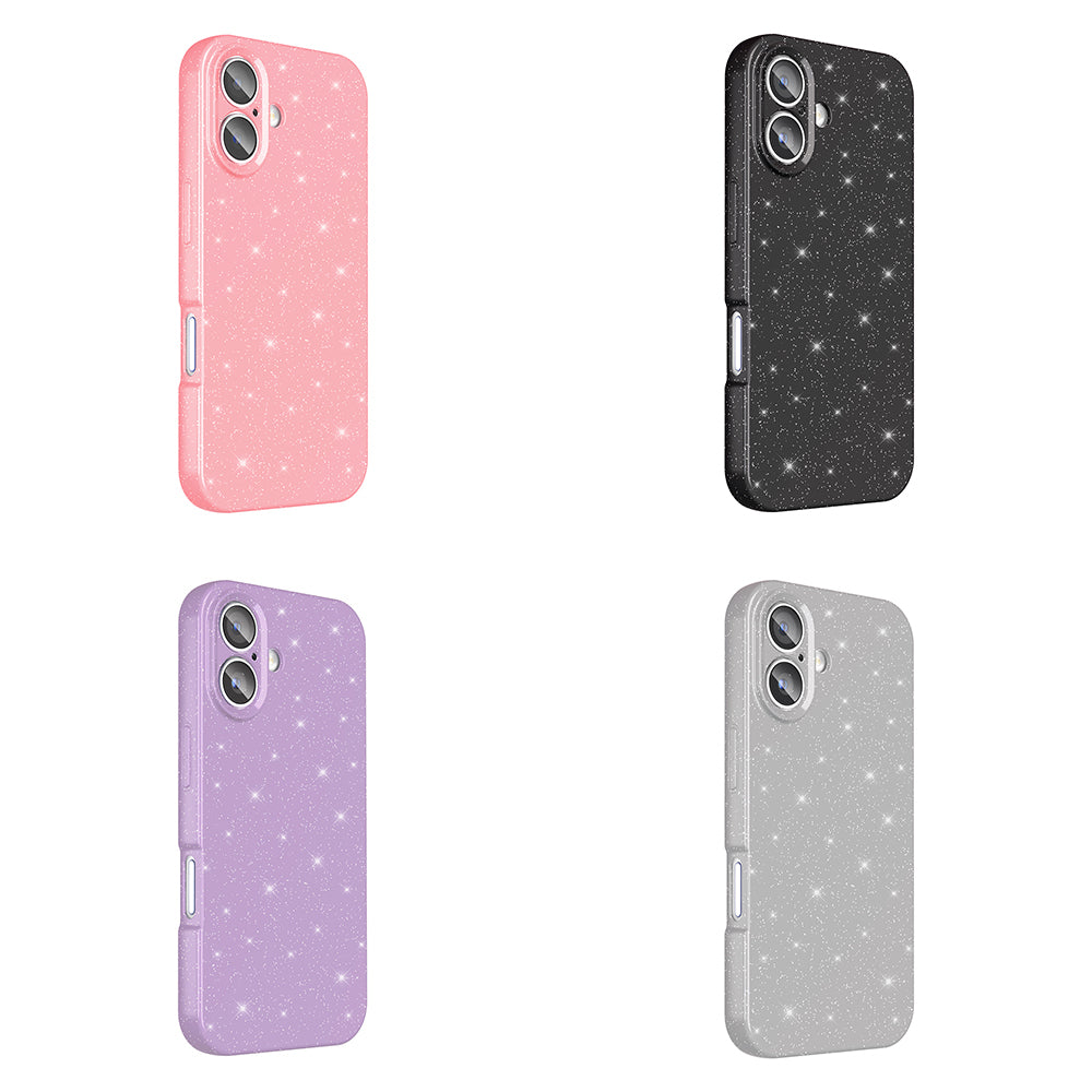 Apple iPhone 16 Plus Case Camera Protection Glitter Luxury Zore Cotton Cover Black 