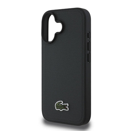 Apple iPhone 16 Plus Kılıf Lacoste Orjinal Lisanslı PU Pike Desenli Arka Yüzey İkonik Timsah Dokuma Logolu Kapak Kırmızı