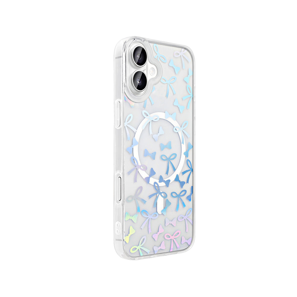 Apple iPhone 16 Plus Case M-Safe Charging Transparent Zore Folk Hard Cover Heart