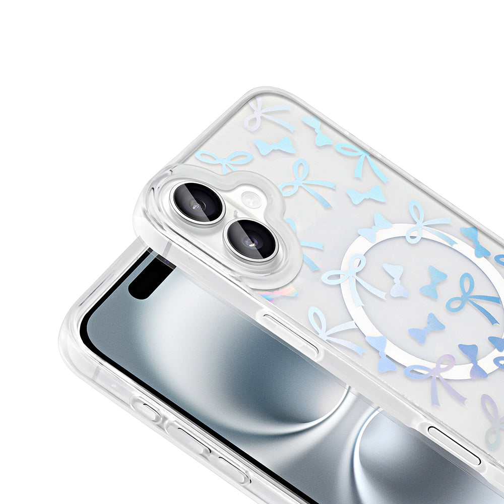 Apple iPhone 16 Plus Case M-Safe Charging Transparent Zore Folk Hard Cover Daisy