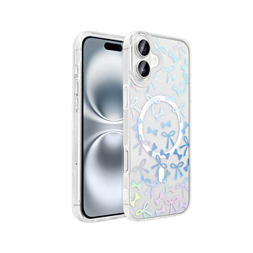 Apple iPhone 16 Plus Case M-Safe Charging Transparent Zore Folk Hard Cover Heart