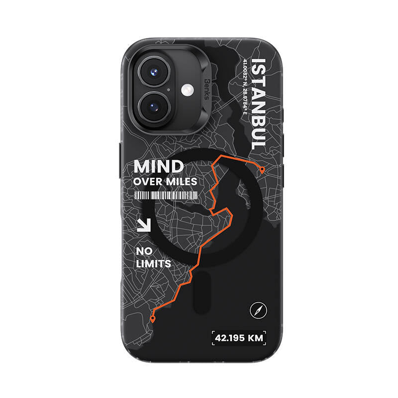 Apple iPhone 16 Plus Case M-safe Charging Feature Benks City Series Cover Black-Orange 