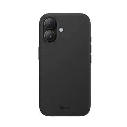 Apple iPhone 16 Plus Kılıf M-safe Şarj Özellikli Çizilmeye Dayanıklı Benks VitaPro Serisi PU Deri Kapak Siyah