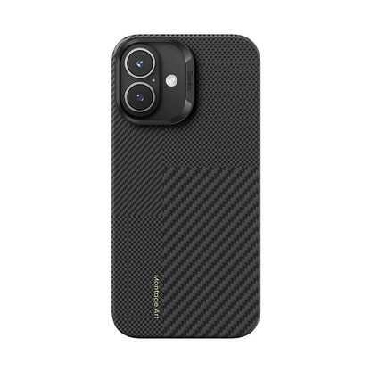 Apple iPhone 16 Plus Kılıf M-safe Şarj Özellikli Karbon Fiber Benks Montage ArmorAir Kevlar Kapak Siyah