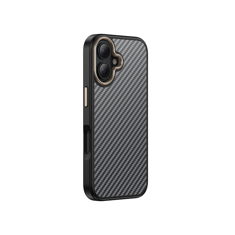 Apple iPhone 16 Plus Case with M-safe Charging Function Carbon Fiber Look Zore Antina Cover Black-Gray