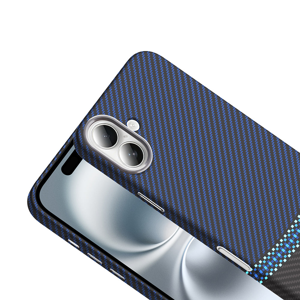 Apple iPhone 16 Plus Case with M-safe Charging Function, Carbon Fiber Look Zore Gros Cover, Gray-Black 