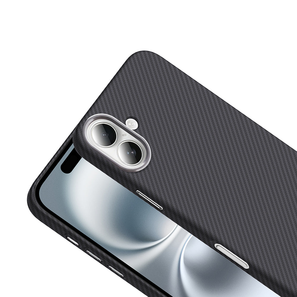 Apple iPhone 16 Plus Case with M-safe Charging Function, Carbon Fiber Look Zore Gros Cover, Gray-Black 