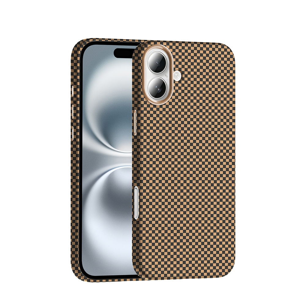 Apple iPhone 16 Plus Case with M-safe Charging Function Carbon Fiber Look Zore Gros Cover Desert Titanium 