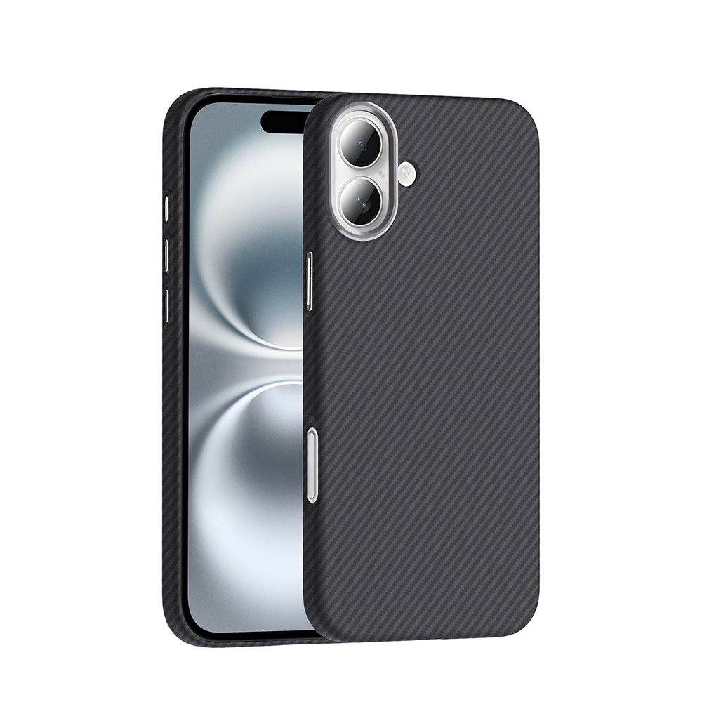 Apple iPhone 16 Plus Case with M-safe Charging Function Carbon Fiber Look Zore Gros Cover Black 