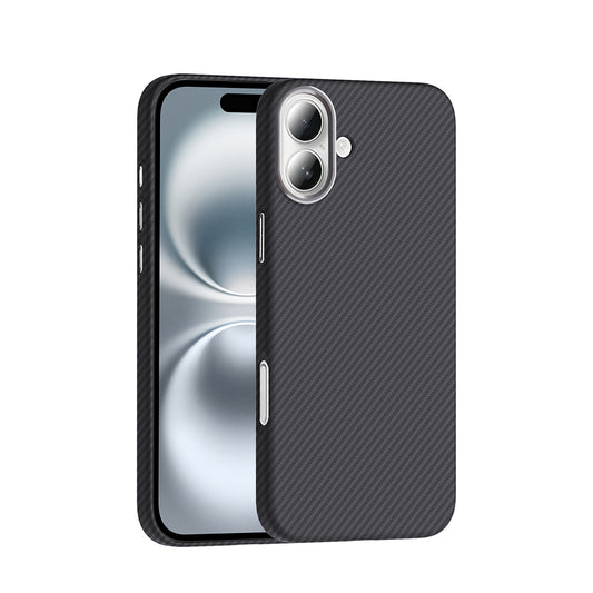 Apple iPhone 16 Plus Case with M-safe Charging Function Carbon Fiber Look Zore Gros Cover Black 