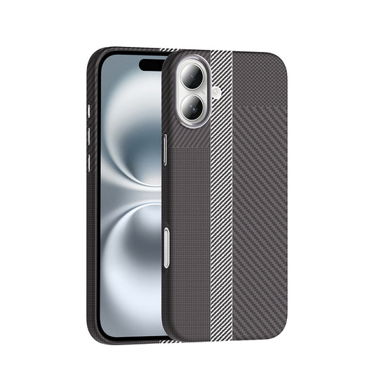 Apple iPhone 16 Plus Case with M-safe Charging Function, Carbon Fiber Look Zore Gros Cover, Gray-Black 