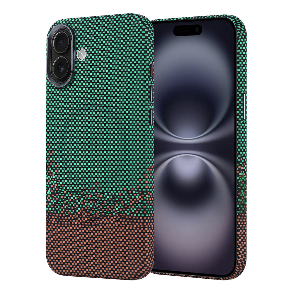 Apple iPhone 16 Plus Case with M-safe Charging Function Carbon Fiber Look Zore Nekst Cover Green 