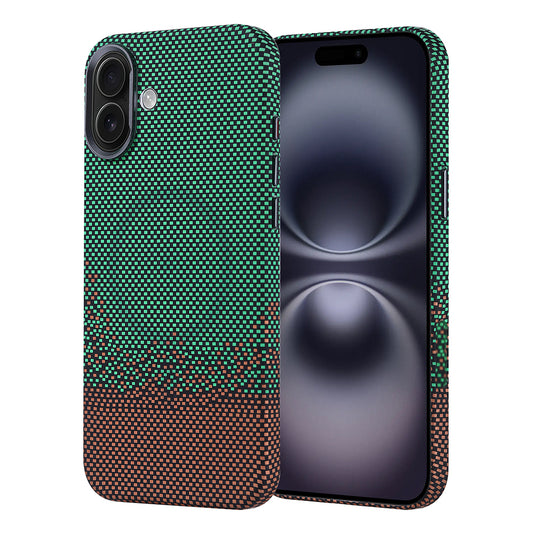 Apple iPhone 16 Plus Case with M-safe Charging Function Carbon Fiber Look Zore Nekst Cover Green 