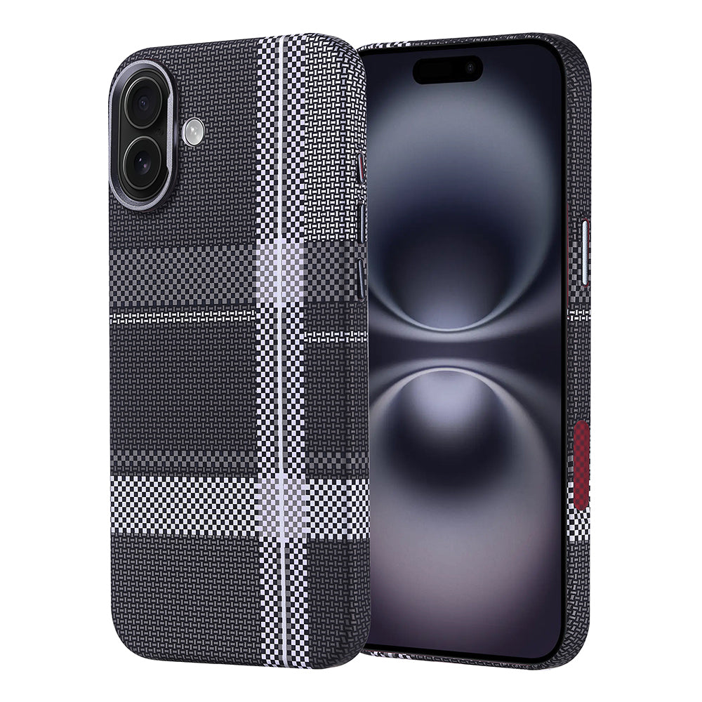 Apple iPhone 16 Plus Case with M-safe Charging Function, Carbon Fiber Look, Zore Next Cover, Gray-Black 