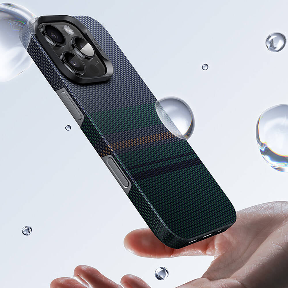 Apple iPhone 16 Plus Case with M-Safe Charging Feature Carbon Fiber Design Benks Aurora ArmorAir Kevlar Cover Black 