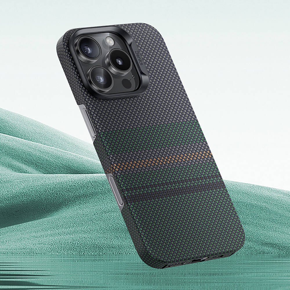 Apple iPhone 16 Plus Case with M-Safe Charging Feature Carbon Fiber Design Benks Aurora ArmorAir Kevlar Cover Black 