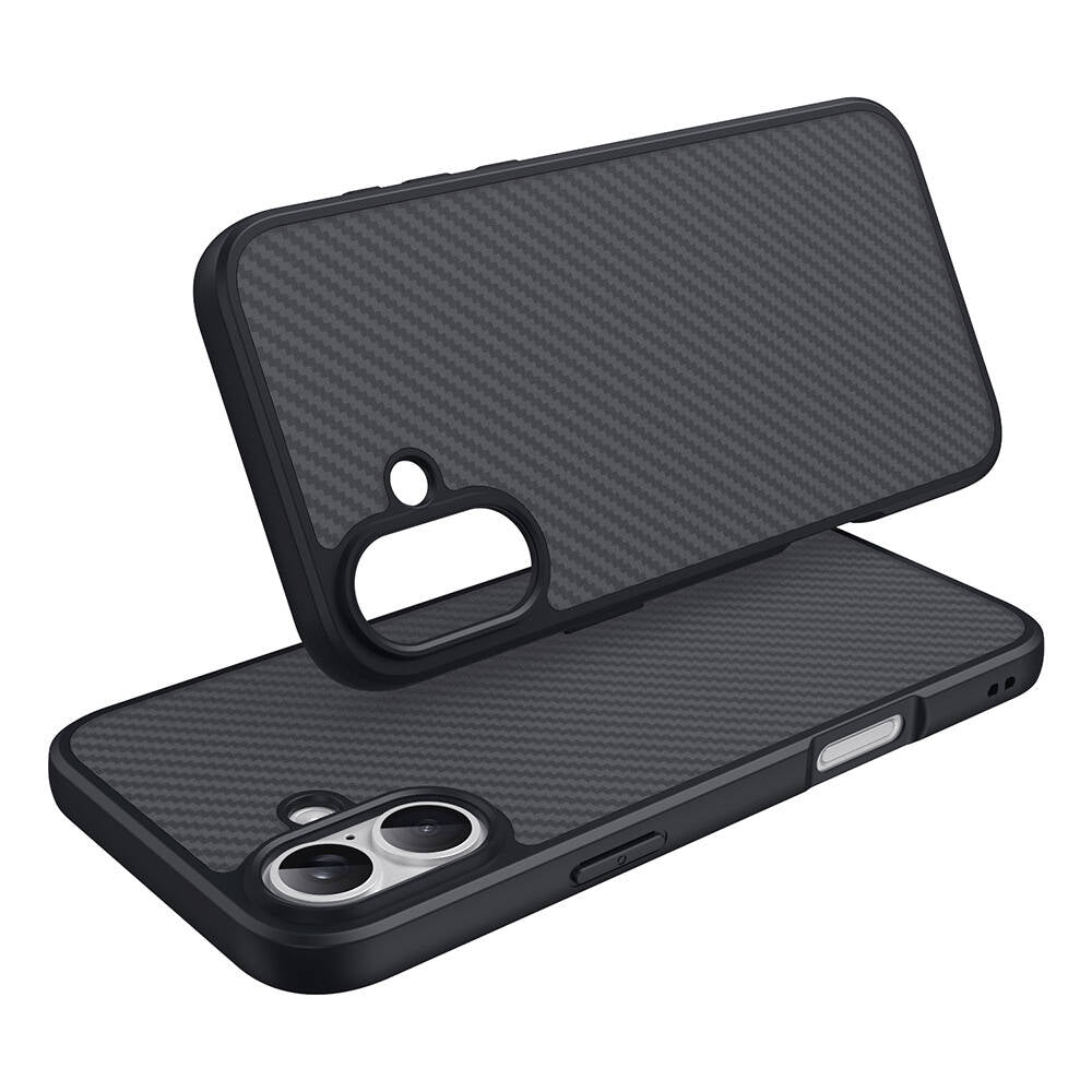 Apple iPhone 16 Plus Case with M-safe Charging Function Carbon Fiber Design Zore Elnino Cover Black