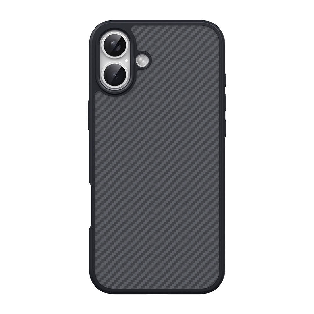 Apple iPhone 16 Plus Case with M-safe Charging Function Carbon Fiber Design Zore Elnino Cover Black