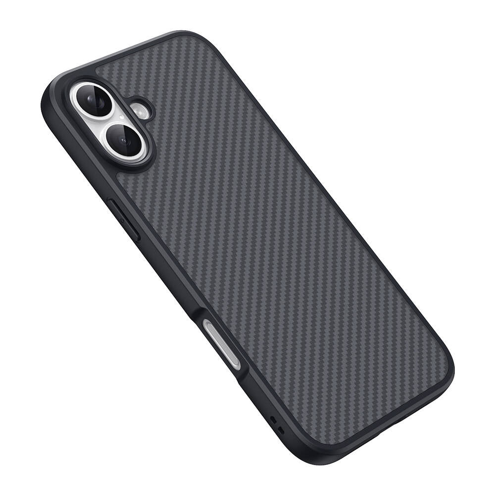 Apple iPhone 16 Plus Case with M-safe Charging Function Carbon Fiber Design Zore Elnino Cover Black
