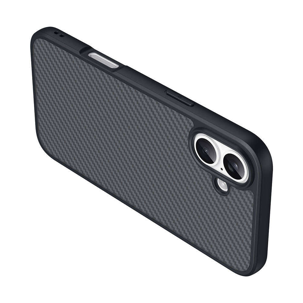 Apple iPhone 16 Plus Case with M-safe Charging Function Carbon Fiber Design Zore Elnino Cover Black