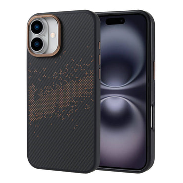 Apple iPhone 16 Plus Case with M-safe Charging Function, Carbon Fiber Design, Zore Vave Cover, Gray