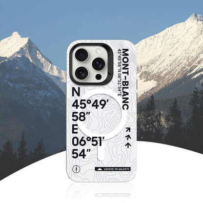 Apple iPhone 16 Plus Kılıf M-safe Şarj Özellikli Koordinat Yazı Desenli Benks Summit Serisi Kapak Beyaz
