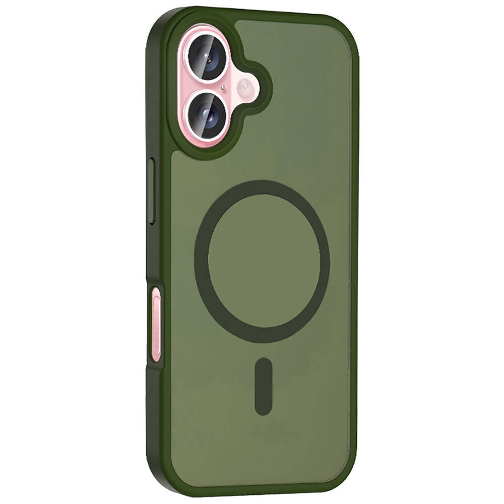 Apple iPhone 16 Plus Case with M-safe Charging Function, Matte Back Surface, Zore Sio Cover, Dark Green 