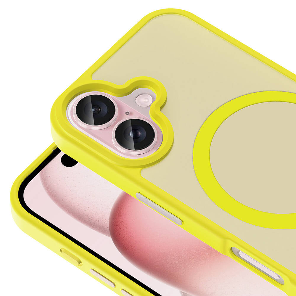 Apple iPhone 16 Plus Case M-safe Charging Feature Matte Back Surface Zore Sio Cover Yellow 