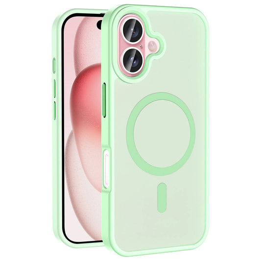 Apple iPhone 16 Plus Case M-safe Charging Feature Matte Back Surface Zore Sio Cover Light Green 