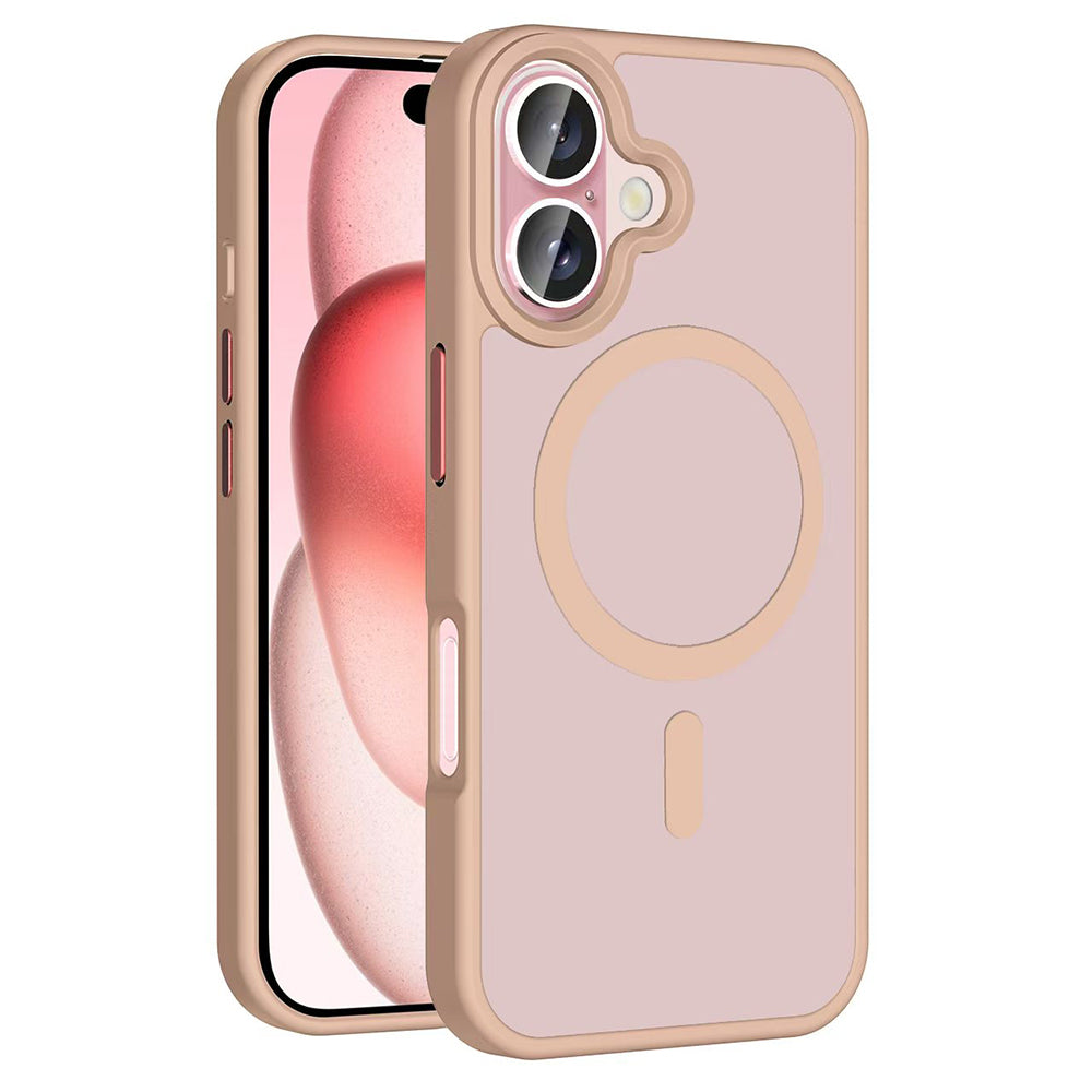 Apple iPhone 16 Plus Case with M-safe Charging Function, Matte Back Surface, Zore Sio Cover, Rose Gold 