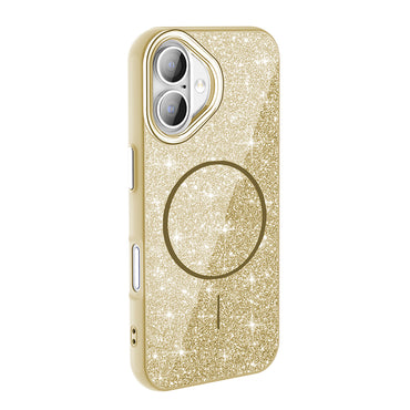 Apple iPhone 16 Plus Case M-safe Charging Feature Shining Glitter Zore Oxo Cover Black