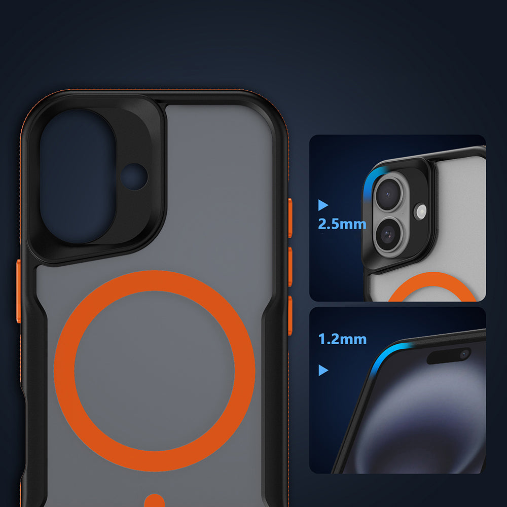 Apple iPhone 16 Plus Case M-safe Charging Feature Colorful Edge Airbag Strip Zore Lamer Cover Gray