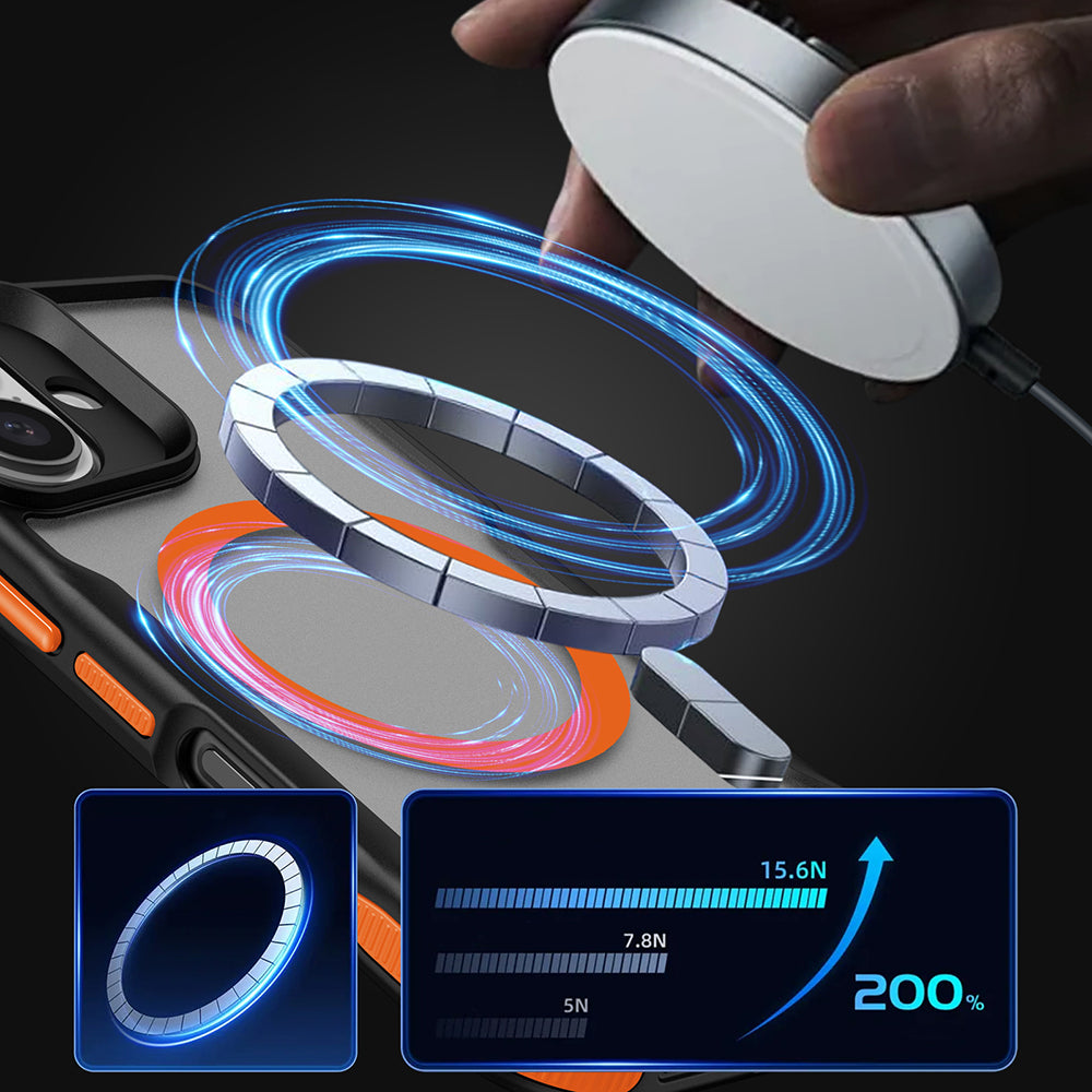 Apple iPhone 16 Plus Case M-safe Charging Feature Colorful Edge Airbag Strip Zore Lamer Cover Gray