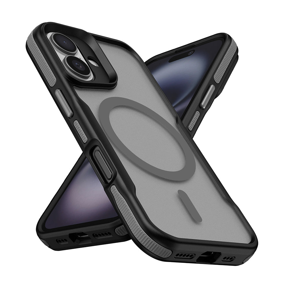 Apple iPhone 16 Plus Case M-safe Charging Feature Colorful Edge Airbag Strip Zore Lamer Cover Gray