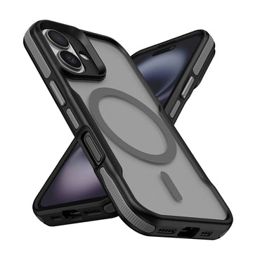 Apple iPhone 16 Plus Case M-safe Charging Feature Colorful Edge Airbag Strip Zore Lamer Cover Gray